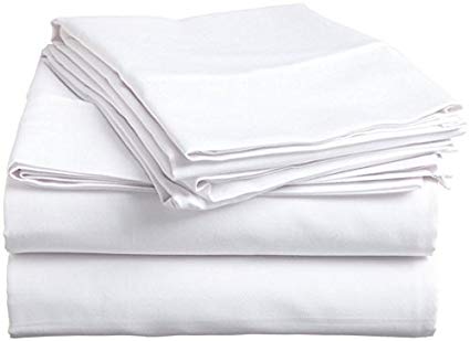 White Solid Full Size Ultra Soft Natural 4 PCs Bed Sheet Set 16" Deep Elastic All Round 100% Cotton 400-Thread-Count Extremely Stronger Durable By Aashi