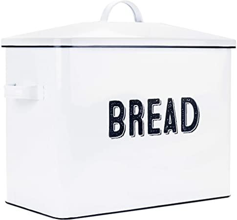 Stylish Farmhouse Bread Box For Kitchen Countertop - Extra Large Bread Box Holds 2  Loaves Of Bread - Perfect Metal Storage Tin To Keep Your Bread, Bagels, Rolls And Buns Fresh For A Long Time