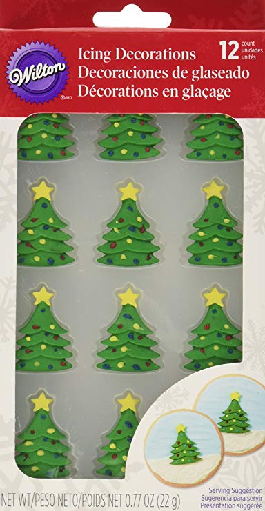 Wilton 710-3468 12 Count Christmas Tree Royal Icing Decorations