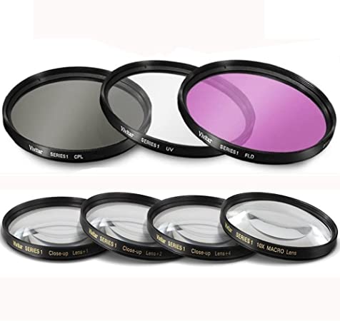 55mm 7PC Filter Set for Sony Alpha a7, Alpha a7 II, Alpha a7 III Camera with 28-70mm Lens, a6600 with 18-135mm Lens - Includes 3 PC Filter Kit (UV-CPL-FLD) and 4PC Close Up Filter Set ( 1 2 4 10)