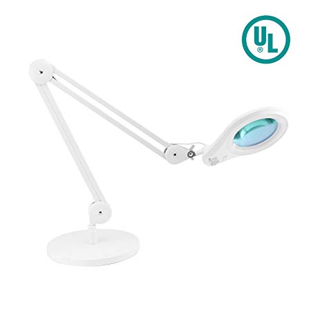 LED Magnifying Lamp, NexTrend CFL Swing-Arm 5in led Magnifier 5X Lens Super Led Light Task Lamp Magnifier Light for Reading Inspection Repairing Handcraft Crafts Needlework Hobbies with Desk-On Base