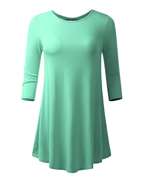 ALL FOR YOU Women's 3/4 Sleeve Flare Hem Tunic and Long Sleeve V-Neck Tunic