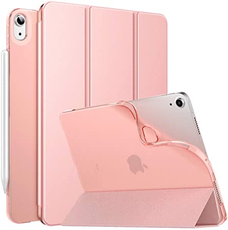 MoKo Case Fit New iPad 10.9 inch, iPad Air 4th Generation Case 2020, Smart Trifold Stand Slim Folio Case with Soft TPU Frosted Translucent Back Cover Fit iPad Air 4 2020, Auto Wake/Sleep - Rose Gold