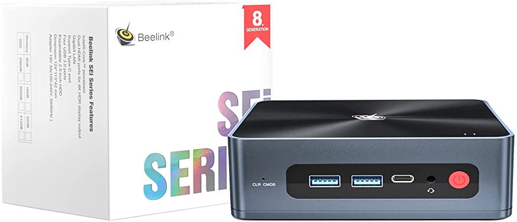 Versatile Mini PC Windows 10, Beelink SEi8 Mini Computers Intel i3-8109U(Up to 3.6GHz), Micro PC 8GB RAM 256GB SSD, 4K HD@60Hz, Gigabit Ethernet, Dual HDMI, WiFi 5, Fan, Support Win11