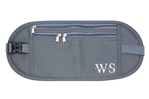 WILLWELL SPORT Money Belt Hidden Security Pouch Waterproof & Lightweight Bumbag – for Adults & Kids – RFID Fabric – for Your Conceal Valuable (Grey)