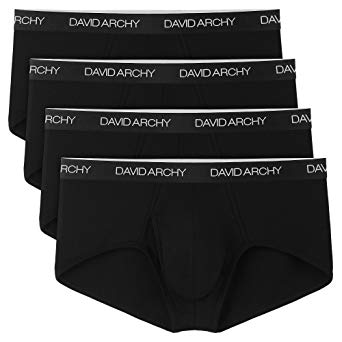 David Archy Men's 4 Pack Ultra Soft Cotton Underwear Full Cut Briefs with Fly