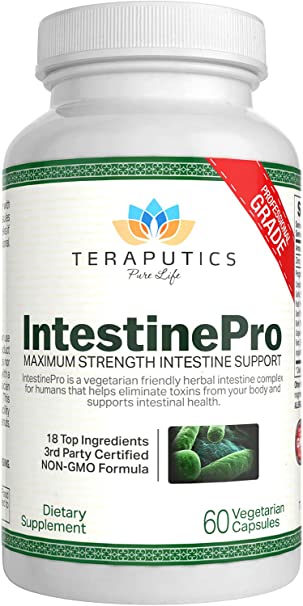 IntestinePro Intestine Support for Humans with Non-GMO Wormwood, Black Walnut, Echinacea   15 More Premium Ingredients, 60 Vegetarian Capsules