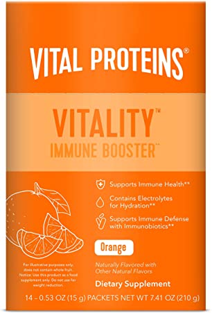 Vitality Immune Booster - 500% DV Vitamin C, 200% DV of Zinc, 2g of L-Glutamine + Other clinically-Proven Ingredients - 14pk Orange