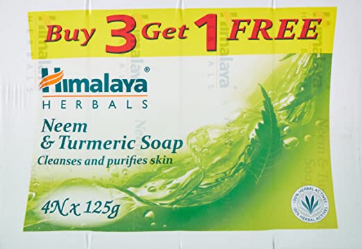 Himalaya Neem and Turmeric Soap, 125g (Buy 3 Get 1 Free)