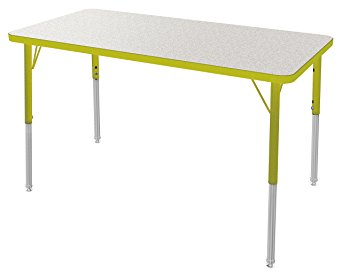 Marco Group Rectangular Adjustable Activity Table, 24" Width x 36" Length, Gray Glace, Yellow Trim, Standard Legs