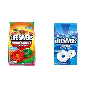 LIFE SAVERS Hard Candy 5 Flavors, 50-Ounce Party Size Bag LIFE SAVERS Pep-O-Mint Breath Mint Bulk Hard Candy, Party Size, 44.93 oz Bag