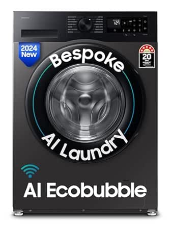 Samsung 12 kg, 5star, AI Ecobubble, Super Speed, Wi-Fi, Hygiene Steam with Inbuilt Heater, Digital Inverter, Fully-Automatic Front Load Washing Machine (WW12DG5B24AXTL, Inox)