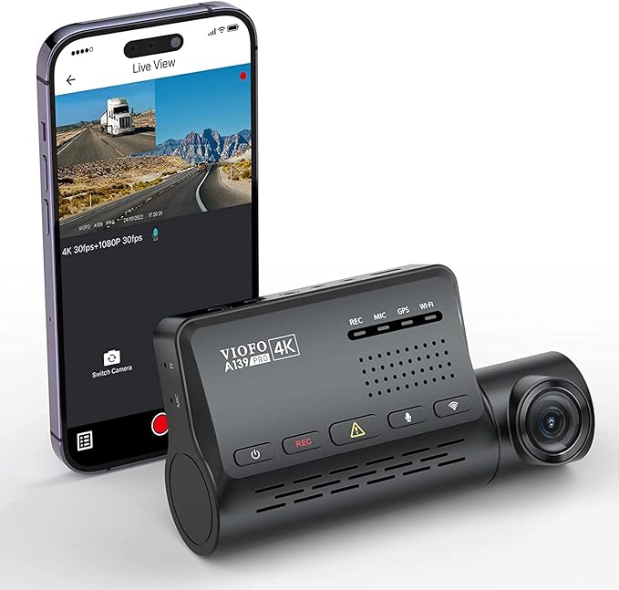 VIOFO A139 Pro DashCam STARVIS 2 IMX678 Sensor, Superb Night Vision, Ultra HD 4K HDR Dashcam, 5GHz WiFi GPS, 24H Parking Mode, CPL Filter, Voice Notification (A139 Pro 1CH (Front only))