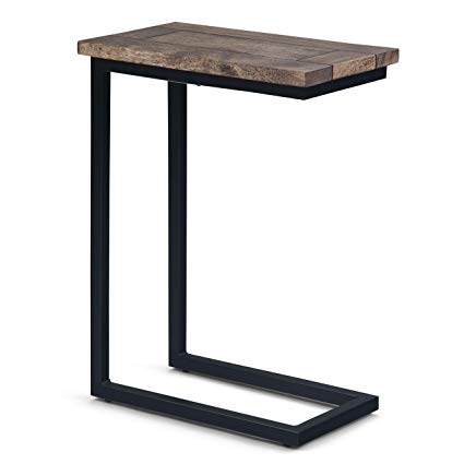 Simpli Home 3AXCSKY-09BH Skyler Solid Mango Wood and Metal 18 inch Wide Industrial C Side Table in Beach Brown, Fully Assembled