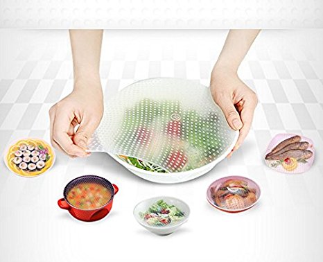 Rolican Stretch Lids Reusable 2 Pack Food Wrap Seal Cover Fresh Plastic Wrap for Environmental Food Wraps-26x26cm/15x15cm