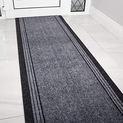 The Rug House Grey Rubber Backed Very Long Hallway Hall Runner Narrow Rugs Custom Length - Sold and Priced Per Foot 10ft