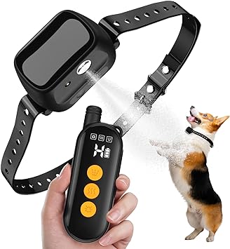 Citronella Bark Collar with Remote, Spray Bark Collar with 3 Training Modes & Long/Short Sprays, Waterproof Rechargeable Anti Dog Barking Collar, Safe Stop Barking Device for Small Medium Large Dog