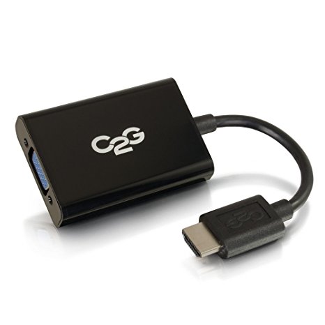 C2G/Cables to Go HDMI to VGA Adapter Converter Dongle with Stereo Audio - Male to Female Black