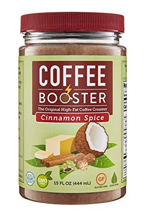 Coffee Booster - Organic High-Fat Coffee Creamer - All Natural Keto Friendly Butter Blend of Grass-fed Ghee and Coconut Oil - 15 oz Jar (Cinnamon)