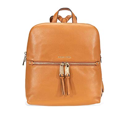 Michael Kors Rhea Medium Slim Leather Backpack- Acorn