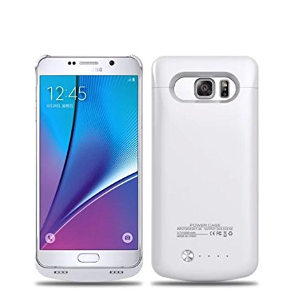 Galaxy Note 5 Battery Case, 2015 Newest 4200mAh Ultra Slim Extended Battery Charging Case for Samsung Galaxy Note 5, Backup External Battery Charger Case, Backup Power Bank Case with Kickstand (White)