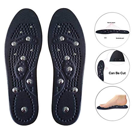Magnet Insoles, Magnetic Therapy Shoes Massage Insoles with Natural Magnet & Breathable Mesh for Men Women, Fight Against Plantar Fasciitis Relieve Feet Pain Heel Pain (S)