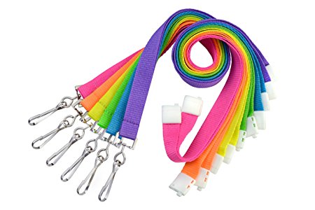 Premium Bright Color Neon Lanyards with Breakaway (Pack of Six) by Specialist ID (Assorted Colors)