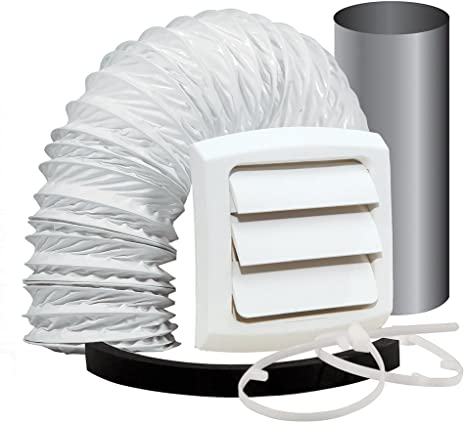 Dundas Jafine EXWTZW Bathroom Fan Vent Kit with, Wall Style, 4 inch x 5' Vinyl Duct