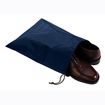 FashionBoutique high quality waterproof Nylon shoe bags- Set of 4/Two Drawstrings/Large size 18.5(L)x13.4(W)inch/Color Dark Blue