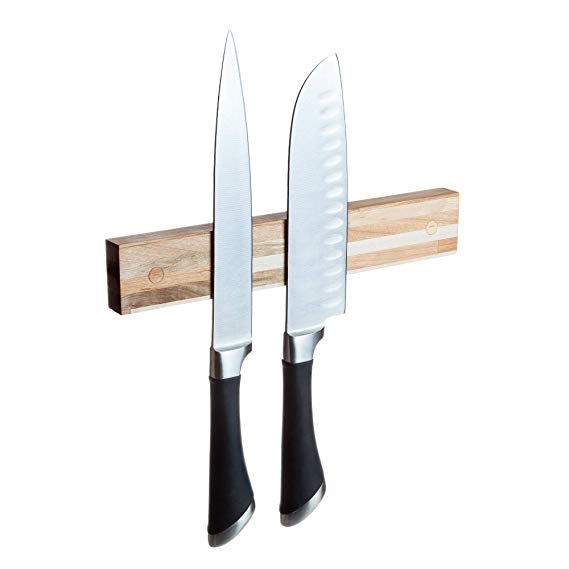 Powerful Magnetic Knife Strip, Solid Wall Mount Wooden Knife Rack, Bar. Unique gift Made in USA (Butcher Block, 10")