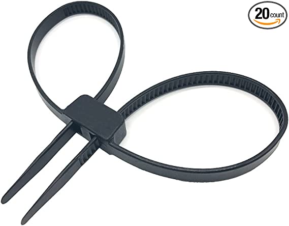 MAYMII Heavy Duty Police Nylon Black Double Zip Ties Handcuffs Cable Ties UV Disposable 20 Pack