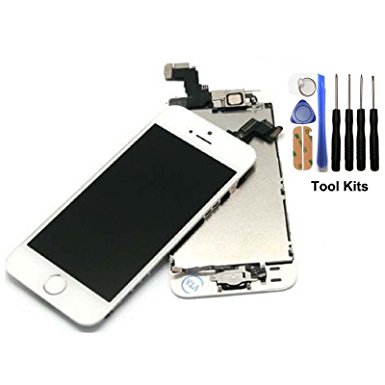 Cellphoneage Full LCD Glass Digitizer Touch Screen Replacement Display Assembly With Home Button Camera With Tool kit White For iPhone 5S