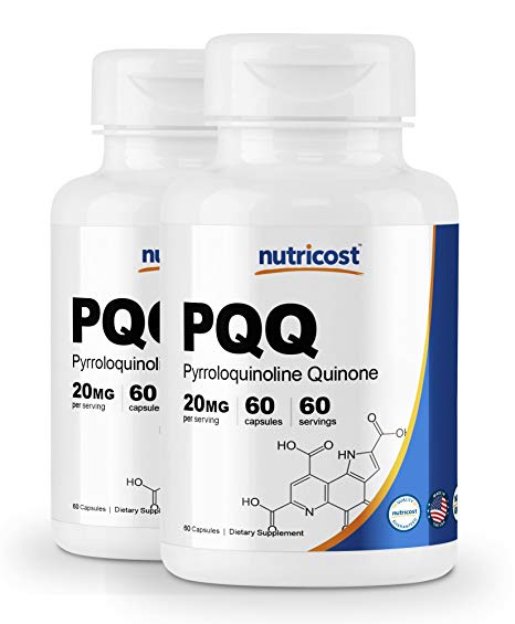 Nutricost PQQ (Pyrroloquinoline Quinone) 20mg, 60 Capsules (2 Bottles) - High Quality, Veggie Capsules, Non-GMO, Gluten Free