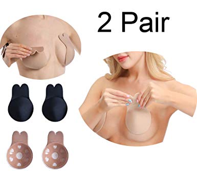 Adhesive Bra 2 Pack, Breast Lift Tape Silicone Breast Strapless Sticky Pasties