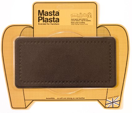 MastaPlasta Leather Repair Patch Firstaid for Sofas Car Seats Handbags Jackets etc Dark Brown Color Plain 8 inch by 4 inch Designs Vary
