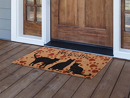 MILLIARD Cat Printed Coir Outdoor 'Welcome' Doormat 18in.x30in.