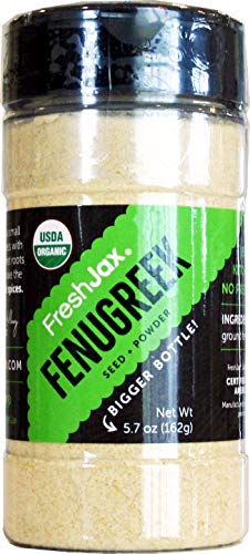 FreshJax Premium Organic Spices, Herbs, Seasonings, and Salts (Certified Organic Fenugreek Powder - Large Bottle)