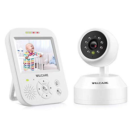 Video Baby Monitor with Camera, HD Night Vision, Two-Way Talk, Wall Mounted, Remote Pan Tilt Camera and 3.5inch HD IPS Screen, 2nd Camera Available.