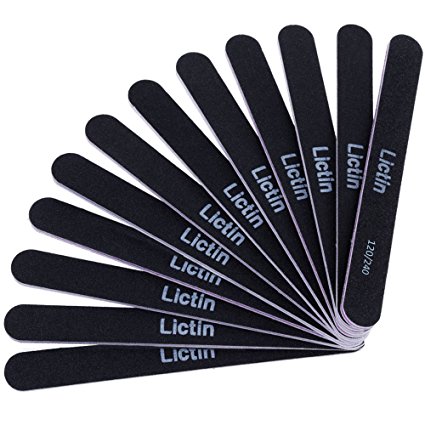 Lictin Pack of 12 Professional Nail Files Double Sided Emery Board (120/240 Grit)