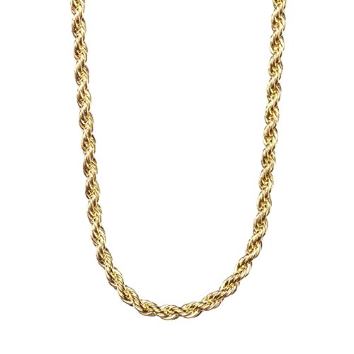 Lifetime Jewelry 2MM Rope Chain, 24K Gold with Inlaid Bronze Premium Fashion Jewelry Pendant Necklace Made to Wear Alone or with Pendants, Guaranteed for Life, 16 to 36 Inches