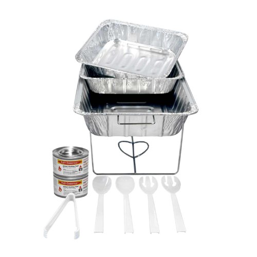 Party Essentials Buffet Party Banquet Serving Set with Chafing Rack, 11-Piece