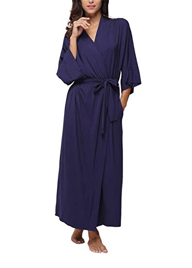Women's Soft Robes Long Bathrobes Modal Sleepwear Dressing Gown,Solid Color