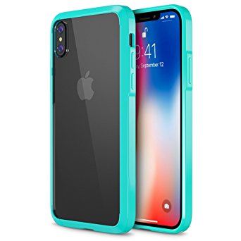 iPhone X Case, Trianium [Clarium Series] iPhone X Case with Reinforced TPU Bumper Cushion   Scratch Resistant / Enhanced Grip / Hard Back Panel Cover for Apple iPhone X / 10 2017 - Turquoise/Clear