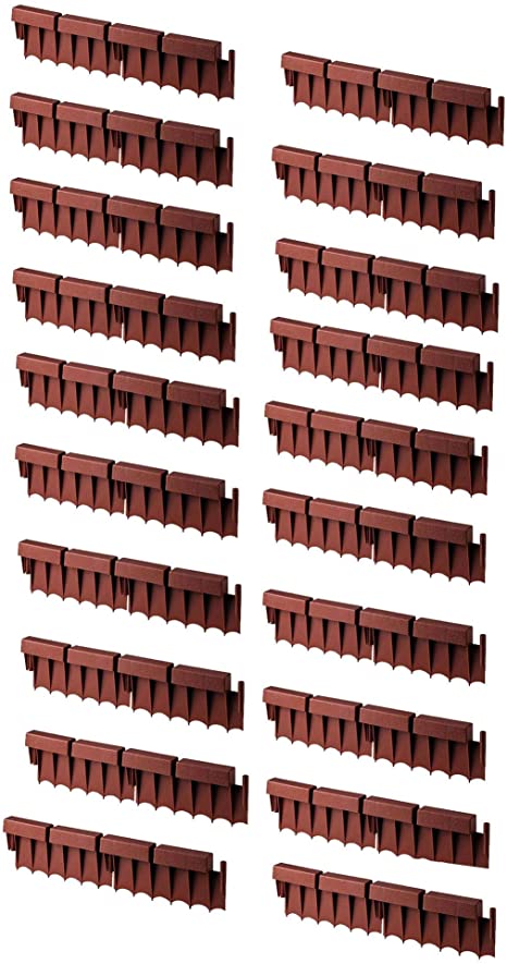 Suncast BBE10TC Interlocking No Dig Border Edging, 12 Inch Section, Brick Design & Resin Construction for Garden, Lawn, & Landscape Edging, 20 Pack