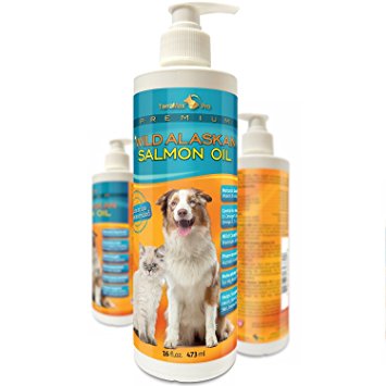Premium Wild Alaskan Salmon Oil for Dogs and Cats ★ All-Natural Omega-3 Food Supplement ★ over 15 Omega's ★ EPA - DHA Fatty Acids ★ Natural Astaxanthin - Vitamin D ★ Satisfaction Guaranteed!