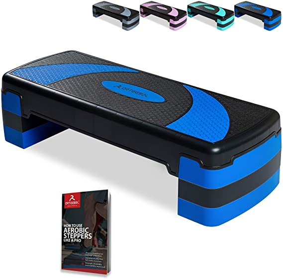 arteesol Aerobic Step Stepper Exercise Step Platform Adjustable 3 Level Non-Slip Surface Workout Stepper Shock-Absorb Fitness Training Step Strong Grip with Risers