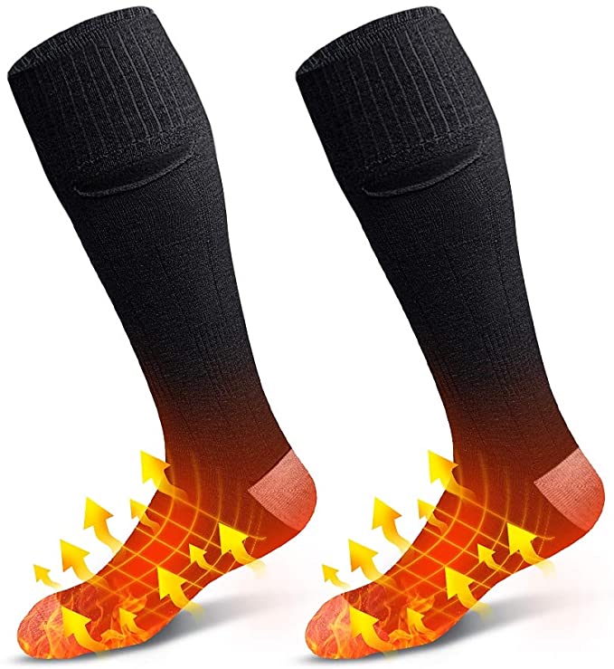 Heated Socks,2020 Kekilo Rechargeable Electric Heated Calf Winter Compression Socks for Elderly Outdoor Workers Sports Hiking Skiing Camping to Keep Foot Warmer