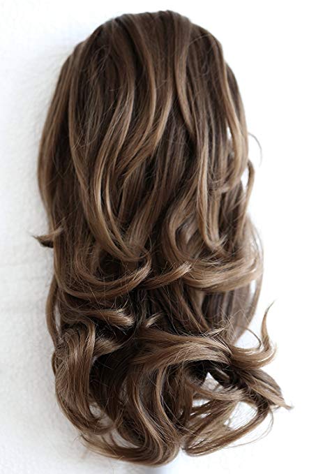 PRETTYSHOP 14" Hair Piece Pony Tail Clip On Extension Voluminous Wavy Heat-Resisting Brown mix # 6T27 H129