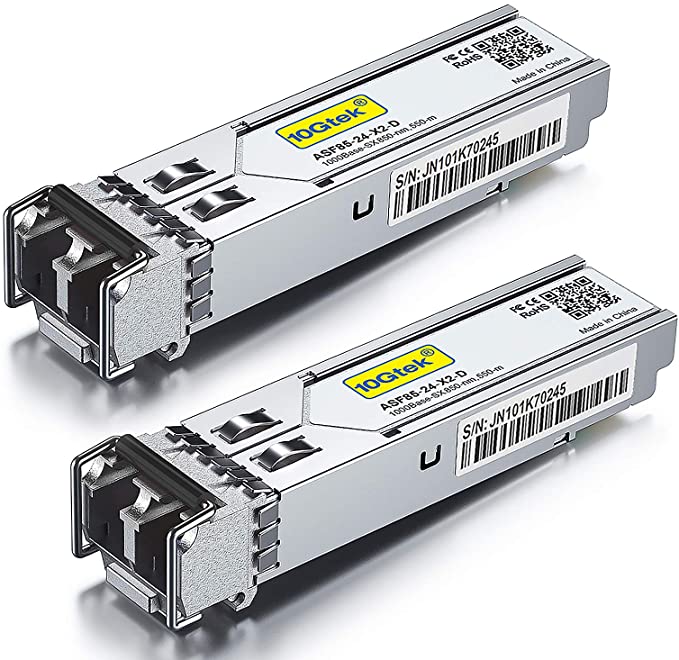 1.25G SFP 1000Base-SX, 850nm MMF, up to 550 Meters, for Cisco GLC-SX-MMD/GLC-SX-MM/SFP-GE-S, Meraki MA-SFP-1GB-SX, Ubiquiti UF-MM-1G, Mikrotik S-85DLC05D and More, Pack of 2