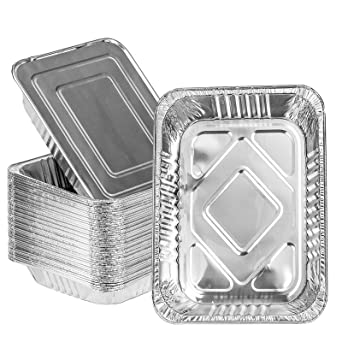 Aluminum Foil Pans with Lids (50 Pack) Half Size Steam Table Deep Pans Durable Oven Buffet Trays Disposable Grill Drip Grease Tray Food Containers for Cooking, Heating, Storing, Prepping Food 9x13"